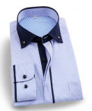 Men's Wrinkle Free Business Piping Striped Button Down Collar Shirt