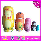 2014 Colorful Wooden Russia Nest Dolls for Kids, Cute Russia Nest Doll for Children, Russia Matryoshka Nest Doll for Baby Factory W06D039