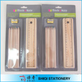 Nature Wooden Pencil Set with Wood Ruler for Student and Office