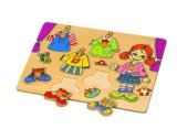 En71 Std Plywood Puzzle Board Fashion Pretty Girl Wooden Dress Puzzle Toys with Wood Handle
