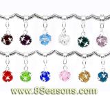 Mixed Silver Plated Birthstone Charm, Dangle Beads Fit European Charm 26x10mm, 12PCS Per Package (B10765)