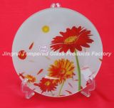 Decorative Glass Plate With Decal, Tempered Glass Plate, Craft and Lift