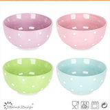 Low MOQ Ceramic Salad Bowls, No MOQ Color Glaze with Polka DOT Pattern Bowls, Wholesale Ceramic Bowl