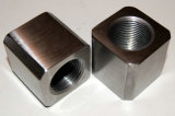 CNC Turning Parts Machined From Nickel Plated Mild Steel Left Hand Internal Thread Square Tube Adapter