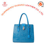 Fashionable Structure Lock Type Crocodile Leather Tote Handbag