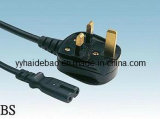 British Non-Rewirable UK Fabricated Plug to IEC C7 (fig 8) Socket (Y006/QT2)