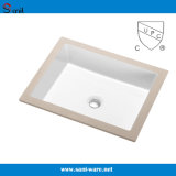 Single Bowl White Ceramic Under Counter Bathroom Sinks (SN029)