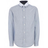 Fashion Contrast Collar Design Men's Stripe Shirt (WXM304)