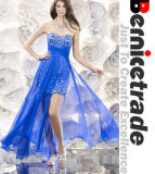 Elegant Blue Hi-Lo Prom Dress Evening Cocktail Dresses