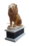 Marble Lion Carving Sculpture on Base (GB045) 