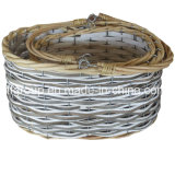 Handcrafted Handledl Round-Shaped Willow Flowerpot