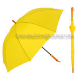 Yellow Straight Advertising Wood Rain Sunshade Windproof Umbrella
