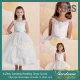Tea Length White Flower Girl Dress SGS Corset Little Girls Pageant Dress (GDNY264)