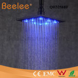 Self Powered LED Shower Head Square Matte Black Bathroom Rainfall Top Shower Head