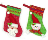Christmas Ornament Stuffed Snow Man/Santa Claus with Christmas Stocking
