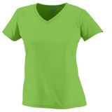 Lady's T-Shirt with V-Neck, Women T-Shirt