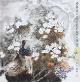 Traditional Chinese Birds and Delicate Flowers Brushwork Painting