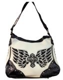 Western Concealed Weapon Diamond Angel Wing Shoulder Bags with Cross Concho