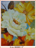 Yellow and White Handmade Canvas Flower Oil Painting