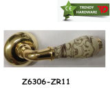 Ceramic Zinc Alloy Lever Door Handles for Wooden Doors with Pattern