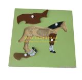 Wooden Toys Biology Material Animal Puzzles With Skelecton Horse Puzzle