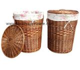 Willow and Straw Basket With Liner (Y10108)