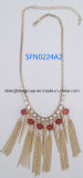Fashion Jewelry Agate Beads with Spikes and Chain Tasseled Necklace (SFN0224A)