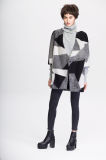 Women's Winter Coat/Cocoon Patterned Wool Blend Coat/Cashmere Coat