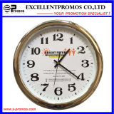 Custom Logo Printing Round Plastic Silver Frame Wall Clock (Item23)