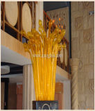 Yellow Grass Blow Glass Sculpture for Hotel Decoration