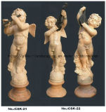 Natural Stone Carving White Marble Angel Character Sculpture (YKCSK-12)