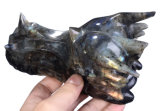Natural Flash Labradorite Dragon Skull Carving #4o90, Rare Mineral, Crystal Healing