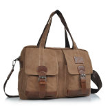 Men's Canvas Leather Briefcase Handbag Messenger Shoulder Laptop Bag 15.6 Inch Purse Vintage Satchel Hand Tote Business Briefcase