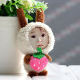 White14cm Perle Strawberry Rabbit 3D Face Doll