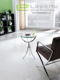 Modern Metal End Table with Tempered Glass Top