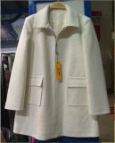 30% Wool, 70% Polyester, Women White Fashion Women Coat (Z-1592)
