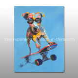 Palette Knife Painting Skating Doggy Oil Painting