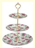 Porcelain Cake Plate with Stand, Full Rim Decal Plate