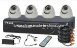 4-CH Net DVR Kits 1/3 4 PCS 800tvl Dome Camera with+5CH Power Distribution Wire+ DC12V/5A Power +IR Controller+Video/Power Cable (TK-4008K)