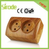 Wooden Color Flush Type Wall Power Socket Double 2 Pin Socket Outlet