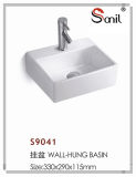 Small Size Square Porcelain Wall Mounted Vessel Sink (S9041)