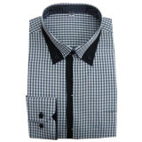 Contrast Color Long Sleeves Cotton Plaid Shirt (WXM912)
