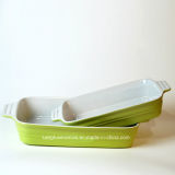 Green Clear Color Glazed Ceramic Bakeware Pan