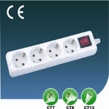 Four Ways European Electrical Extension Socket with Switch