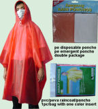 Cheap Disposable PE Raincoat Clear Plastic Rain Poncho (LY-PR-002)