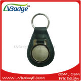 Promotion Custom Round Shape Metal Leather Key Chain
