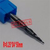 Radius=0.25mm 4mm 2 Flute Carbide Tapered Ball Nose End Mills Taper and Cone Endmills R0.25*D4*15*50L*2f HRC55