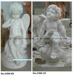 Natural Stone Carving White Marble Angel Character Sculpture (YKCSK-06)