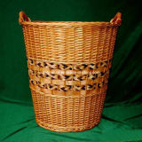 Round Wicker Laundry Basket with Wooden Handles(#FA3-2)