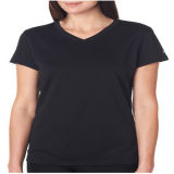 Women V Neck Polyester Dri Fit Blank T-Shirt